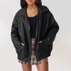 Женская кожаная куртка из искусственного меха, повседневная мотоциклетная модная куртка с длинным рукавом, верхняя одежда на молнии для бойфренда