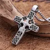 Pendentif Colliers Mode Vintage En Acier Inoxydable Croix Collier Pour Hommes Nordique Viking Celtic Noeud Amulette Bijoux Cadeau En Gros