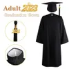 1 Set Graduation Uniform med Tassel Long Loose Black 2023 College Gown Hat Academic Dress 240301