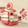 Kindersokken 5 Paren/set Leuke Gestreepte Hart Babysokjes Winter Warme Dikke Pluche Sok Voor Meisjes Koreaanse Kinderen Badstof Mid tube Sok YQ240314