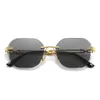 Okulary przeciwsłoneczne wielokątne krawędź dla męskiej pilotażowej metalowej ramy damskie okulary plażowe zakupy na imprezę podtrzymującą styl letni