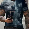 Herren T-Shirts Neues Wolf-T-Shirt für Männer 3D-Animal-Print-Pullover O-Ausschnitt beiläufiges kurzes Slve-TS-Mode-Strt-Sweatshirt Männliche übergroße Tops Y240314