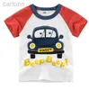 T-Shirts Kinder Jungen Kleidung 100 % Baumwolle Kurzarm T-Shirts Auto Bus Cartoon Kinder Kleidung 2-8 Jahre Kinder Sommerkleidung ldd240314