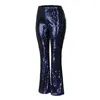 Pantalon femme Sexy brillant paillettes jambe large mince taille haute Stretch Flare fête discothèque pantalon femme élégant Long