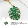 Keychains 3 Pcs Monstera Leaf Keychain Plant Charms Car Keys Handbag Tropical Palm Alloy Hollow