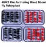 釣りのための40pcsハエミックスボックスセットフライフィッシングベイトフェザーフックバイオニックベイト釣り必要な高品質4611889