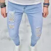 Streetwear Stylish Risted Curne Chudy Ołówek dżinsy męskie Hip Hopy Rozciąganie dżinsowe spodnie dla mężczyzn 240311