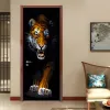Наклейки для украшения дома, наклейка на дверь, 3D стерео обои с изображением тигра и животного, гостиная, спальня, кухня, водонепроницаемая виниловая дверная фреска, дверная паста
