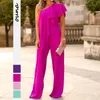 Stylish and Comfortable Women's Medium Thickness Solid Color Loose Off-shoulder Jumpsuit with Wide Legs