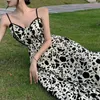 Casual Dresses V-Neck Dress Elegant Vintage Floral Print MIDI For Women Summer High midje Streetwear Evening Party One One