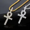 Hip Hop solide petit pendentif croix Anka Micro ensemble Zircon Anke clé Hiphop collier pour hommes