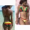 Mulheres Swimwear Sexy Biquíni De Malha Crochet Swimsuit Mulheres Push Up Lado Brasileiro Amarrado Strappy Terno Verão Beach Wear Natação