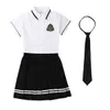 TiaoBug Japanese School Girl Uniform Suit White Short Sleeve Tshirt Top Pleated Skirt Cosplay Korean Girls Student Costume Set 240301