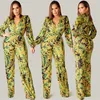 Grote maten herfstmode dames-jumpsuit met V-hals, lange mouwen en hoge taille, slim-fit damesjumpsuit