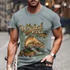 Herr t-shirts vintage fiske t-shirt män korta slv tops fisk grafiska kläder o-hals trappa strt överdimensionerade kläder för manlig skjorta ts y240314