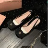 Sandali punta tonda tacchi alti spessi per donna décolleté nero fiocco alla moda Zapatos primavera e autunno impeccabili nuova diapositiva dal design confortevole e lussuoso Q240314