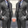 Men's Suits Black Men Suit Business Office Jacket Pants Vest Three-Piece Set Slim Fit Outfit Wedding Tuxedo For Male High-end Custom Clothes