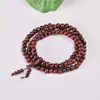 Link-Armbänder, 6 mm, Buddha-Rosenkranz, Holzarmband, rotes Sandelholz, buddhistischer Armreif, Meditationsperlen, Mala-Halskette