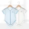 Född baby bodysuits för pojke tjej sommar tunna outwear casual kort ärm småbarn barn jumpsuits barn kläder 240307