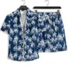 Designer Suit Ice Silk Set Hawaii Season Short Sleeved Mens Shirts Beach Vacation Leisure Loose Shorts Fashion W8ua