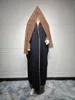 Vêtements ethniques Musulman Abaya pour femmes Mode Cardigan Léopard Imprimé Mousseline de mousseline de soie Couleur assortie avec bandeau Noir Ramadan Gurban