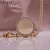 Pendant Necklaces PATAYA Round Women Necklace 585 Rose Gold Color Creative Daily Life Jewelry Designed Natular Zircon