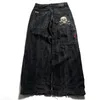 JNCO джинсы Harajuku хип-хоп ретро череп с графической вышивкой мешковатые джинсовые брюки Y2K мужские и женские готические широкие брюки с высокой талией 240309