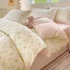 Set biancheria da letto stile Ins No Filler Tulipano viola Moda Copripiumino Lenzuolo piatto Federa Ragazze Ragazzi Biancheria da letto singola doppia 240306