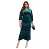 Ethnic Clothing Bodycon Dress Elegant African Party Evening Dresses For Women 2024 Spring 3/4 Sleeve Velvet Long Maxi Muslim Fashion Abaya