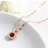 Ensemble de boucles d'oreilles et collier rond noir en or Rose 14K, couleur or Rose, chiffres romains, ensemble de bijoux de mariage pour femmes, vente en gros