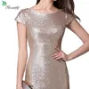 Festklänningar Fashion Sequin Rose Gold Long Evening Dress Sexig dragkedja Bakklänningar Backless golvlängd Graduation Prom