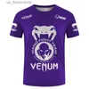 Herren T-Shirts 2024 Neue Herren Kurze Slve T-shirt 3D Gedruckt Enge Kleidung Cosplay Fitness Venum Boxing Club Casual STRT Hip Hop Top 6XL Y240314