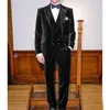 Men's Suits Velveteen Suit Double Breasted 2024 Clothing (jacket Pants Vest) Stylish Banquet Party Set 3 Piece