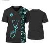 Мужские футболки EMS Uniform Мужская футболка Doctor Shirt 2023 Новый короткий пуловер с 3D принтом унисекс Мода Ts Летняя негабаритная одежда Y240314