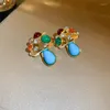 Boucles d'oreilles de luxe pour femmes, accessoires mignons, motif de champignon toxique, conception de pierres colorées, réglage de fête classique, vente en gros