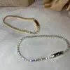 Bracciale classico di lusso pieno di strass Braccialetti placcati oro 18 carati per le donne Scintillanti semplici braccialetti con zirconi Gioielli Regali di compleannoL2403