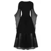 Casual Dresses Punk Vintage Cocktail For Women Gothic Style Fashion 1950s Midi Dress Flare Sleeve A Line Evening Party Costumes