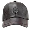 Boll Caps Minakolife Retro Ear Cover Leather Baseball Cap Mittade män Kvinnor Gorras Casual Casquette Letter Brodery 56-60cm