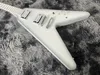 Çin OEM elektro gitar uçan v Beyaz Chrome Donanım 6 Dizeleri