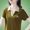 Vrouwen Poloshirt 2024 Zomer Korte Mouwen Polo Hals T-shirt Vrouwen Flip Kraag Vrouwen Top Afslanken Bottom shirt