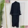 Ropa étnica Vestido de oración Crepe Conjunto de 2 piezas Mujeres musulmanas Mangas largas Abaya Vestido Dos capas Khimar Hijab Bufanda Islámica Jilbab Drop DHVN7