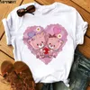 T-shirt da donna Camicia da donna Estate Magliette casual Harajuku Stile coreano Grafica 2024 Kawaii T-shirt femminile Bicicletta Palloncino Stampato Top