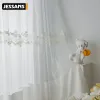 Curtains Exquisite White Embossed Beads Applique Bedroom Window Screen Luxury Embroidered Tulle Voile Curtain For Living Room Drapes #35
