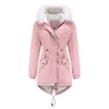 Women's Down 21 Winter Women Plus Size Mid-length Velvet Cotton-padded Jacket Warmth Loose And Thick Coat With Fur Collar