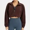 Desginer Lululemom Jacket Lululemmon Same Autumn/winter Top American Sweet Cool Zipper Casual Loose Short Sports Coat Yoga Sweater