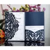 50st Blue White Elegant Hollow Laser Cut Wedding Invitation Card Breating Card Anpassa företag med RSVP -kortpartiförsörjning 240301