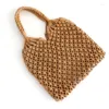 Shopping Bags Hollow Out Mesh Cotton Rope Handmade Beach Women's Bag Holiday Straw Braided