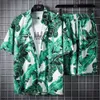 Conjunto de playa hawaiano para hombre y mujer, camisa de manga corta estampada personalizada, pantalones cortos de vacaciones de ocio junto al mar, hombre Floral