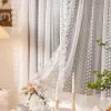 Curtains White Sheer Tulle Lacework Geometric Hollowed Out Curtains Cotton Star Embroidery Ruffles For Living Room Window Voile Drapes
