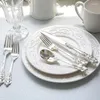 Dinnerware Sets Silver Plated Luxury Cutlery Steak Knife Fork Dinner Spoon Soup Dessert Spoons Western Wedding Silverware Kitchen